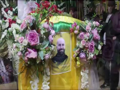 تشییع پیکر فرمانده شهید حزب‌الله در جنوب لبنان