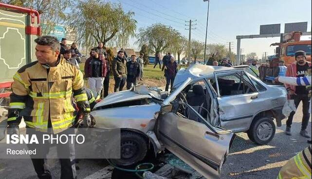تصادف مرگبار ۲۰۶ و تیبا در جاده درام ـ آببر
