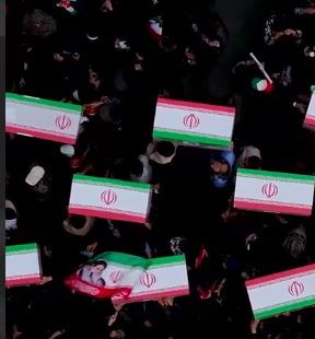 تصویر هوایی از تشییع پیکرهای فرشتگان میناب